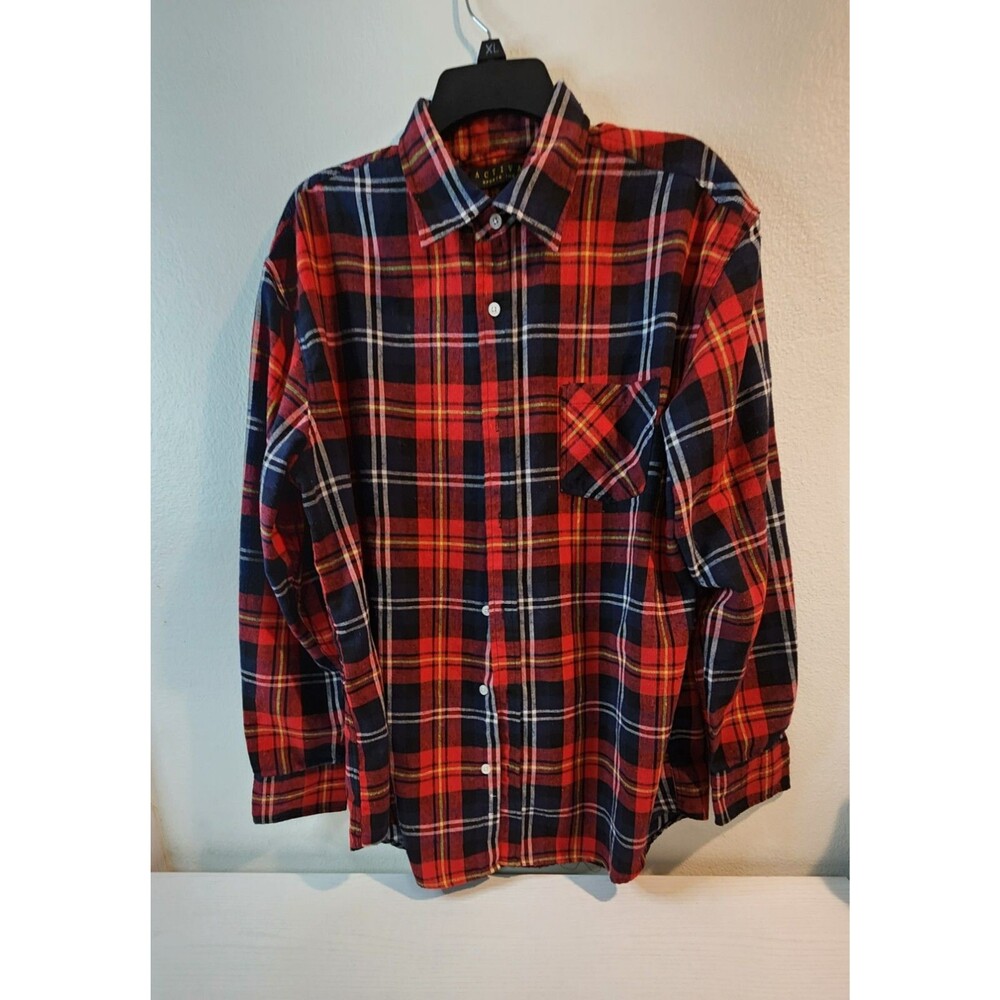 Activa Sports Inc Men's XXL Red Plaid Flannel Long Sleeve Button Front Shirt